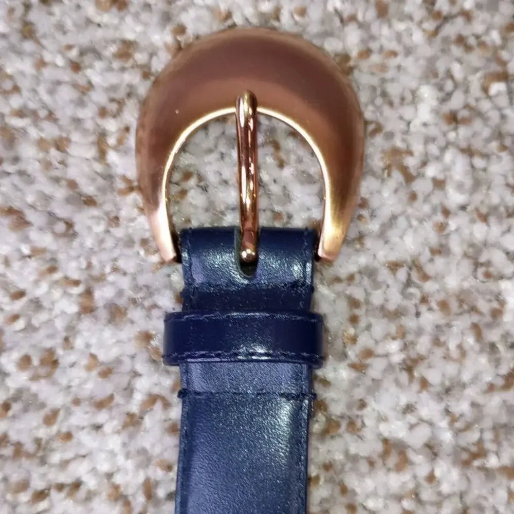 Jennifer Moore Women's Blue Leather Belt Size S Classic Casual Waist Accent